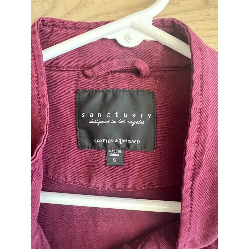Sanctuary Roy Raw Hem FrayedUtility Jacket in‎ Burgundy Size Small - Picture 4 of 7